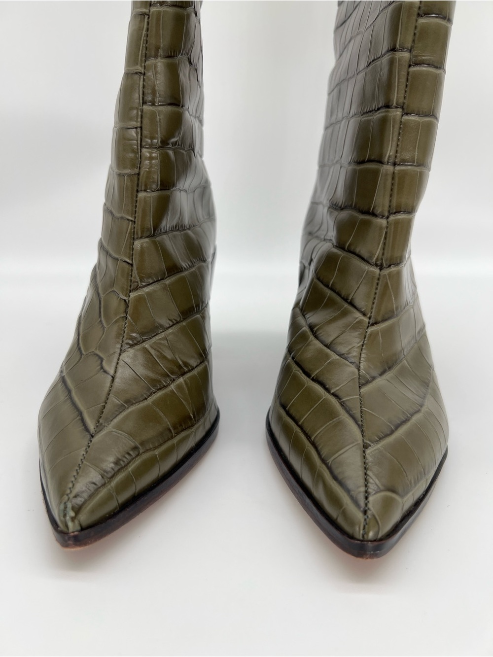 Schutz Maryana Block Crocodile Embossed Leather Boots - Picture 9 of 9